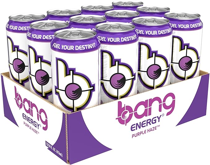 Bang Energy Purple Haze, Sugar-Free Energy Drink, 16 Ounce (Pack of 12)