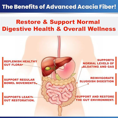 Organic Acacia Fiber Powder Prebiotic Soluble Fiber Powder Perfect Bathroom Trips, Digestion, IBS Relief, Leaky Gut Repair 24oz w/Scooper