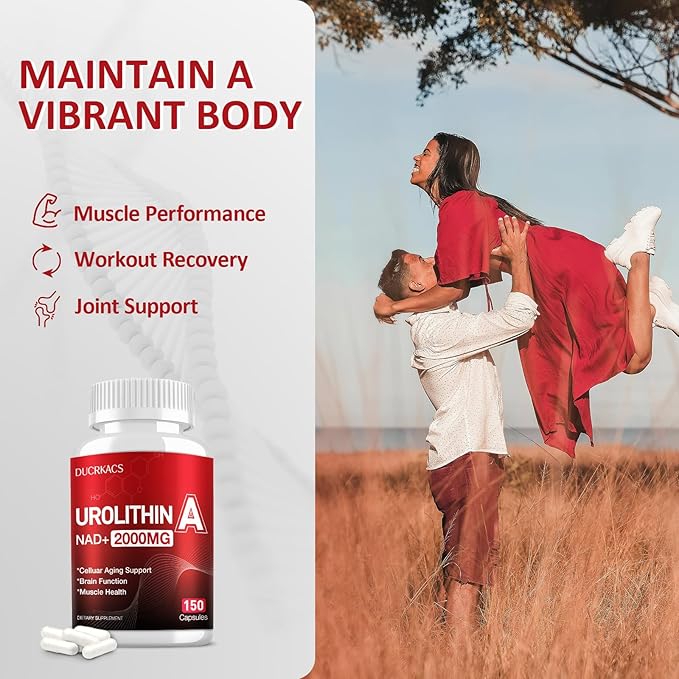Urolithin A Supplement 2000MG for Anti-Aging, Antioxidants and Mitochondrial Support, High Purity & Potency NAD+ Supplement for Cell Regeneration, Resveratrol, Nicotinamide Riboside, 150 Capsules