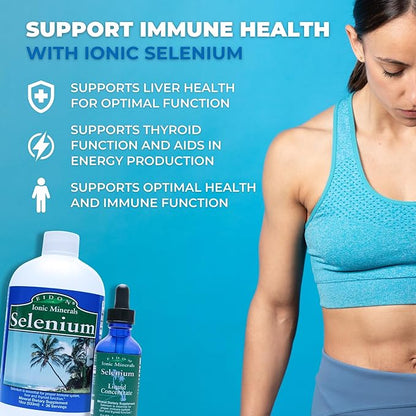 Eidon Ionic Minerals Liquid Selenium, Selenium Drops, Sodium Selenate Supplement, Support Liver Health and Thyroid Function, Immune System Support, 2 oz