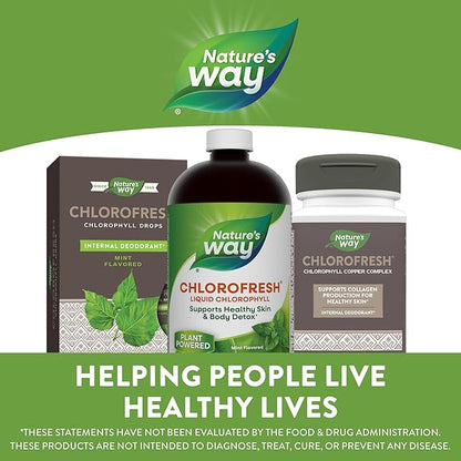 Nature's Way Chlorofresh, Liquid Chlorophyll, Supports Healthy Skin & Body Detox*, Internal Deodorant*, Supports Liver Detoxification Pathways*, Mint Flavored, 16 Fl. Oz