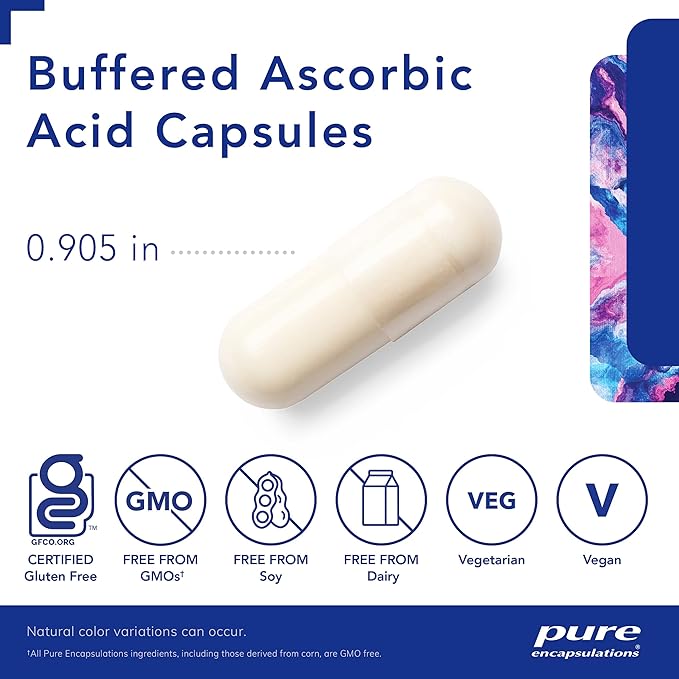 Pure Encapsulations Buffered Ascorbic Acid Capsules | Vitamin C for Sensitive Individuals* | 90 Capsules