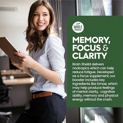 Brain Booster Nootropics - Brain Shield with Ginkgo Biloba, Alpha GPC and Bacopa Monnieri, Vitamin B12, B3 - Support Focus, Memory & Clarity, Energy & Stress Relief. (1)