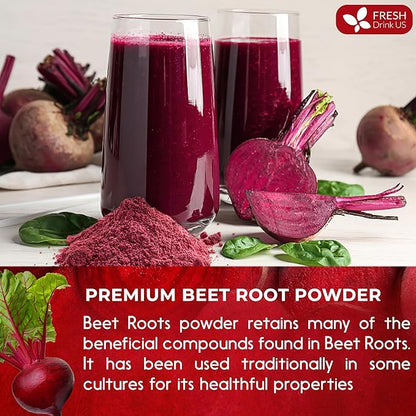FRESHDRINKUS, Premium 42oz Beet Root Powder, 100% Natural and Pure from Beet Root, Beetroot Powder Perfect for Smoothies, Energy Booster, Soups and Sauces. No Additives, No Gluten, No Sugar, Vegan
