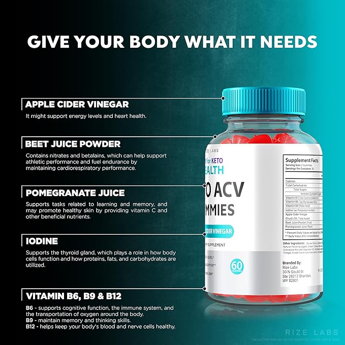 ACV for Keto Health Gummies - 750mg Advanced Weight Loss with Apple Cider Vinegar ACV Supplement for Belly Fat (60 Gummies)