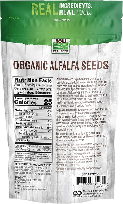 NOW Foods Organic Alfalfa Seeds, 12-Ounce