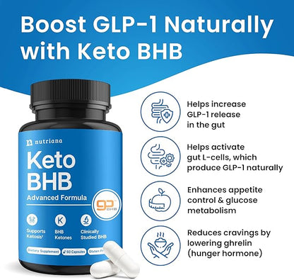 Keto BHB Exogenous Ketones for Men & Women – Keto Pills for Mental Clarity & Focus -GLP-1 Support - Keto Burn - Keto Supplements Carb-Free Energy for Muscle & Ketosis Support