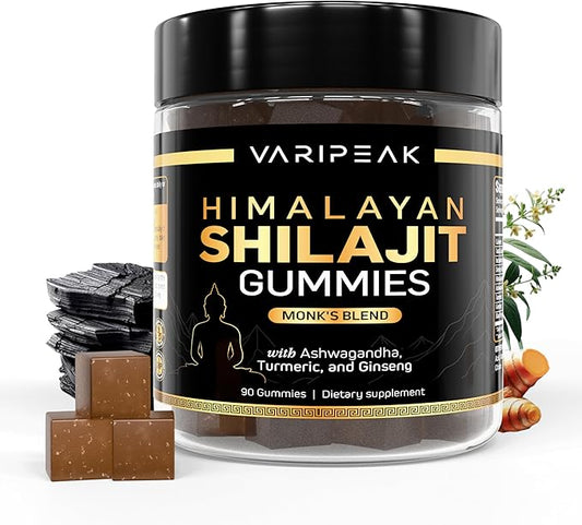 4-in-1 Organic Himalayan Shilajit Gummies | Fortified with Ashwagandha, Turmeric, & Ginseng | for Energy, Immunity & Cognitive Support | 90 Count | Sugar Free, Vegan, Non-GMO | for Men and Women