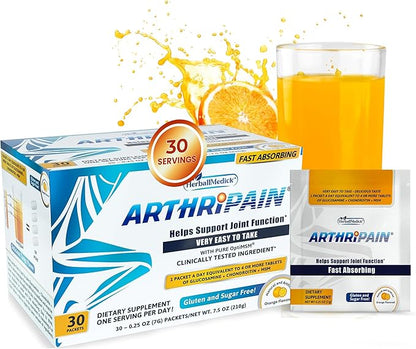 Arthripain – Joint Support Cartilage Repair Supplement – Clinically Tested Joint Juice - Ligament Relief Support – Glucosamine Chondroitin MSM – Swollen Knee Treatment –Sugar-Free – Made in US - 30ct