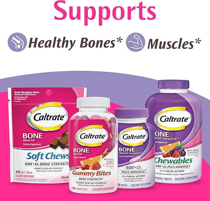 Caltrate 600 Plus D3 Calcium and Vitamin D Supplement Tablets, Bone Health Supplements for Adults - 60 Count (Pack of 4)