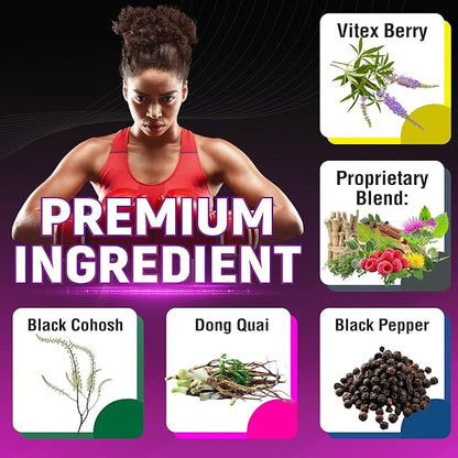 Vitex Berry Extract Capsules with Vitex Berry, Black Cohosh Root, Dong Quai Root and More - 90 Capsules for 3 Months Supply