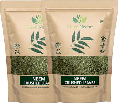 Neem Leaf 8 Oz | 100% Natural Detox Neem Tea | Crushed Neem Leaves | Azadirachta Indica Leaf | Margosa Leaves | Non-GMO, Gluten Free (8 Oz - 2 pack)