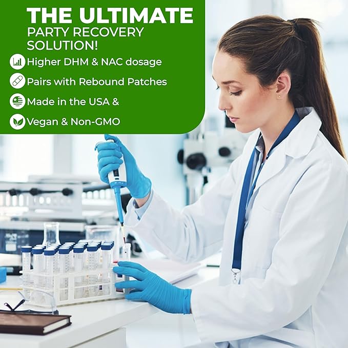 REBOUND Party Support Capsules | Featuring DHM, N-Acetyl Cysteine, and Milk Thistle | Made in The USA | Vegan, Non-GMO, 30 Count