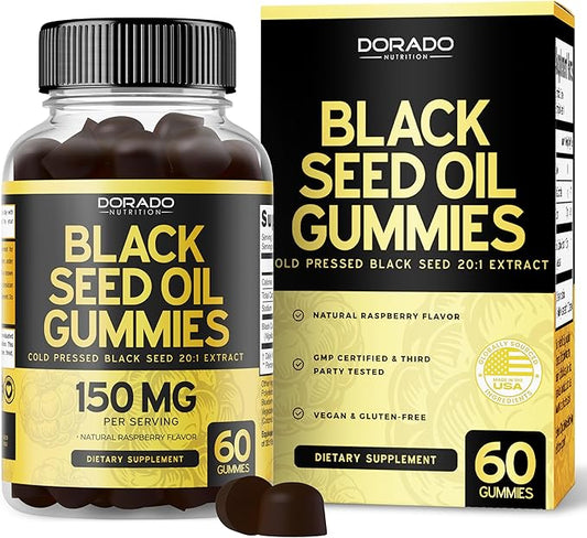 Black Seed Oil Gummies (60 Count) Blackseed Oil Gummies for Adults with Black Cumin Seed Immune Support & Support Healthy Digestion - Delicious Raspberry Flavor - Third Party Tested, Vegan & NON-GMO
