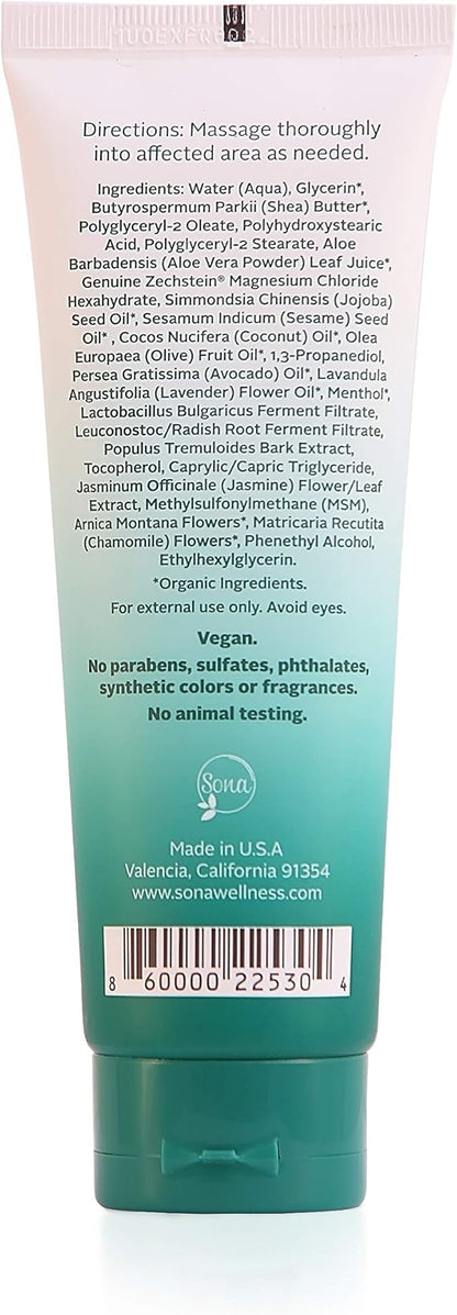 Magnesium Cream with Arnica, MSM, Menthol, and Lavender – Topical Magnesium Lotion for Sleep Support and Leg Cramps, Apply to Back, Legs, Feet and Neck – 4 oz