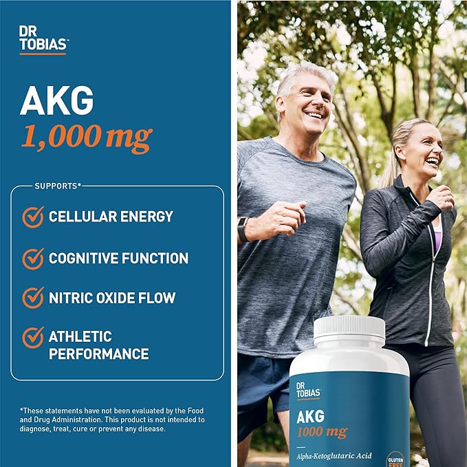 Dr. Tobias AKG Supplement & Vegan Omega 3 Algae Oil, Support Cellular Energy & Overall Health with AKG, EPA & DHA, Vegan, Gluten-Free, Non-GMO