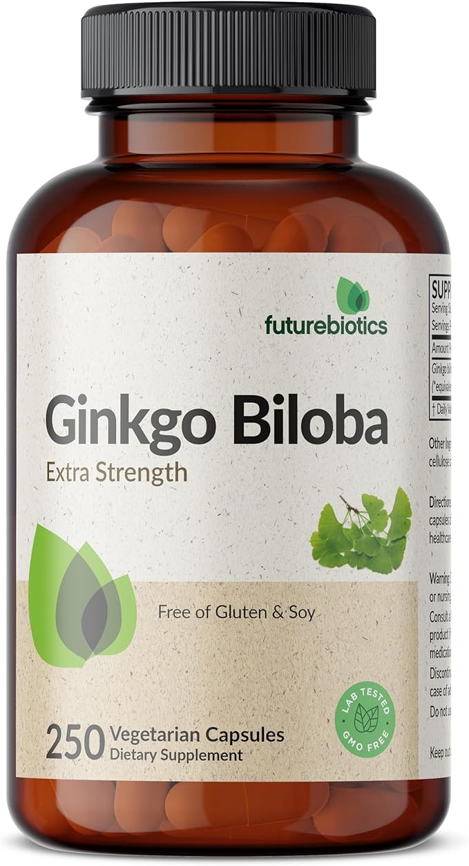 Futurebiotics Ginkgo Biloba Extra Strength Supports Brain Function & Memory Support, 250 Vegetarian Capsules