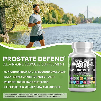 Clean Nutraceuticals Saw Palmetto Pumpkin Seed Oil Pygeum Sunflower Lecithin Stinging Nettle Cranberry - Prostate Supplements for Men with Lycopene - 90 Caps