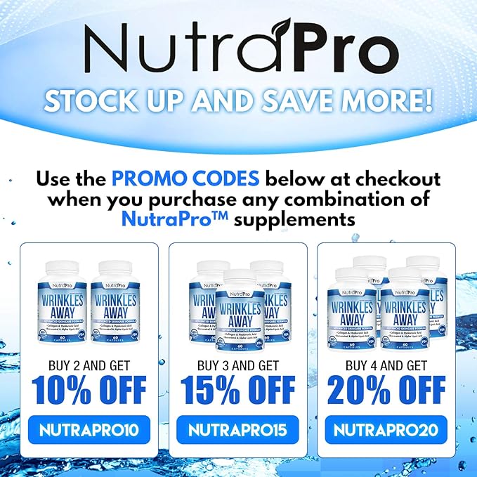 NutraPro Anti Wrinkle and Ageless Skin Vitamins - Dermal Repair Complex for Skin Repair with Collagen & Resveratrol & Alpha - Lipoic Acid & Hyaluronic Acid Supplement to Renew Skin