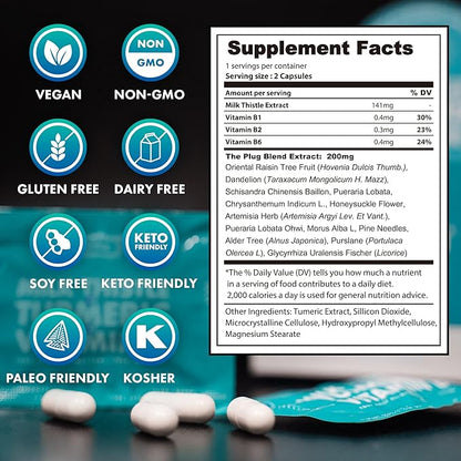 The Plug Liver Cleanse Detox & Repair Pills - Milk Thistle Liver Detox - Fatty Liver Support Supplement - 20 Herbal Liver Capsules, Turmeric & Vitamin B for Healthy Digestive & Immune System