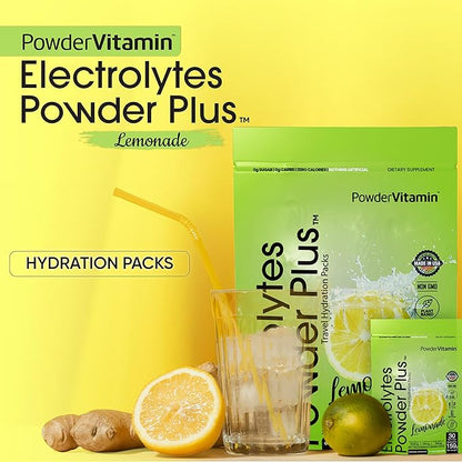 Electrolytes Powder Plus, Keto, Lemonade, Zero Sugar, 1000mg Potassium, 120mg Calcium, 120mg Magnesium, Non-GMO, Zero Calories, 30 Hydration Packets