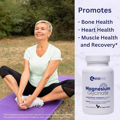 Magnesium Glycinate - Supplement for Muscle, Mood, Sleep, and Heart Health. 90 Veggie Capsules, 90 Day Supply