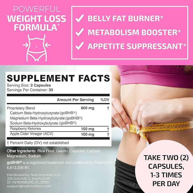 Fat Burners For Women | Weight Loss Pills for Women Belly Fat | Raspberry Ketones | Appetite Suppressant, Metabolism Booster & Bloating Relief | Diet Pills, Weight Loss Supplements | 60 Capsules