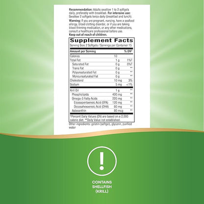 Nature's Way Krill Oil, Supports Cardiovascular and Joint Health*, 100% Pure Omega-3, 30 Softgels (Packaging May Vary)