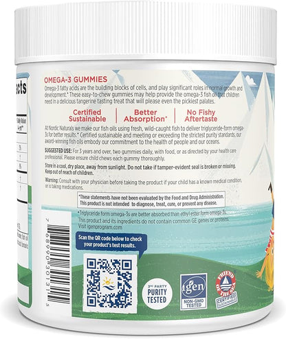 Nordic Naturals Nordic Omega-3 Gummies, Tangerine - 120 Gummies - 82 mg Total Omega-3s with EPA & DHA - Non-GMO - 60 Servings