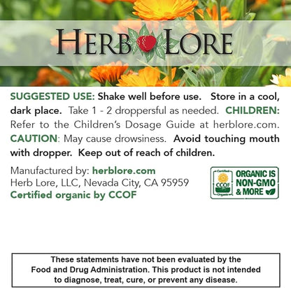Herb Lore Valerian Root Tincture - Organic Liquid Extract Drops - Natural Herbal Sleep Aid for Kids & Adults - Alcohol Free (4 fl oz)