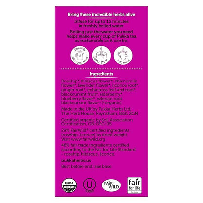 Pukka Organic Tea Bags, Night Time Berry Herbal Tea with Chamomile, Echinacea, and Elderberry, Perfect for Overnight Wellness, 20 Count (Pack of 3), 60 Tea Bags