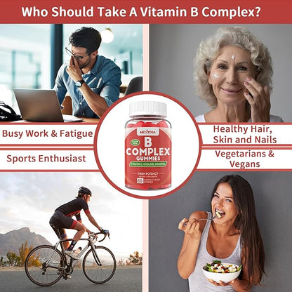 Vitamin B Complex Gummies, Vegan Vitamin B Gummies with 2000 mcg Methyl B12, Methyl Folate | Plus Choline + Inositol, Vitamin C + Zinc - 120 Cts