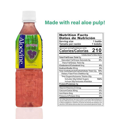 Aloevine Aloe Vera Drink, 16.9 fl oz, 20 pack Grape