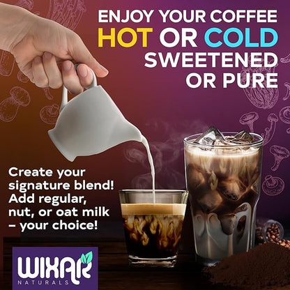 WIXAR Superfood Mushroom Coffee - Instant Coffee Powder, Ten Superfood Extracts with Lion's Mane, Turkey Tail, Reishi, Chaga, Shiitake, Ashwagandha, Rhodiola Rosea, Elderberry, 5oz Mushroom Supplement