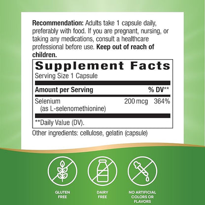 Nature's Way Selenium, Non-Yeast Source, Potent Antioxidant, 100 Capsules (Packaging May Vary)