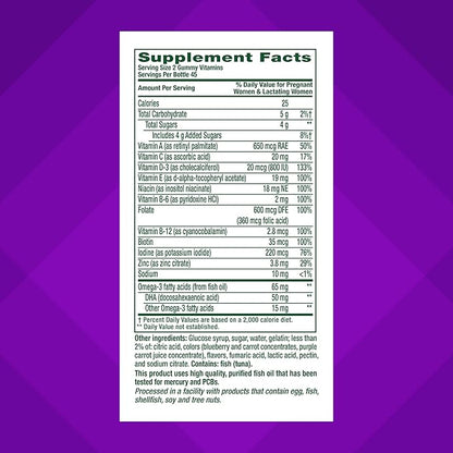 vitafusion PreNatal Gummy Vitamins, Raspberry Lemonade Flavored, Pregnancy Vitamins for Women, With Folate and DHA, America’s Number 1 Gummy Vitamin Brand, 45 Day Supply, 90 Count (Pack of 1)