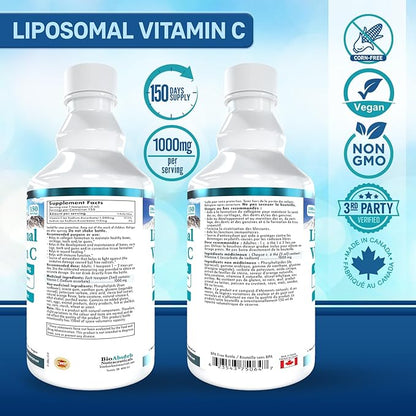 Bio Absorb Liposomal Vitamin C 1000mg. 150 Servings of Corn-Free Liquid Vitamin C. Non GMO. Soy-Free. Vegan. Natural Orange Flavor (25oz)