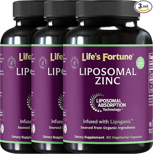 Liposomal Zinc Supplement with Copper | Pure Zinc Citrate Vitamins for Adults for Immune Support, 50mg, 90 Count (Pack of 3)
