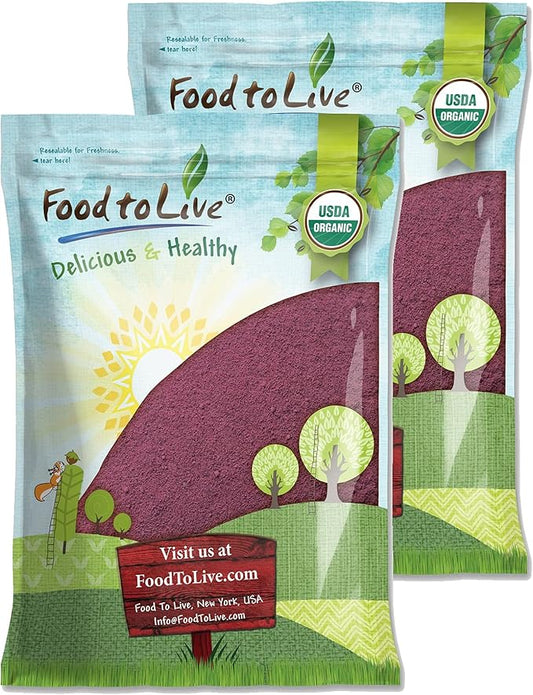 Food to Live Organic Black Elderberry Powder, 16 Pounds Non-GMO, Made from Raw Dried Berries, Unsulfured, Vegan, Bulk, Great for Baking, Smoothies, Yogurts, No Sulphites, Contains Maltodextrin