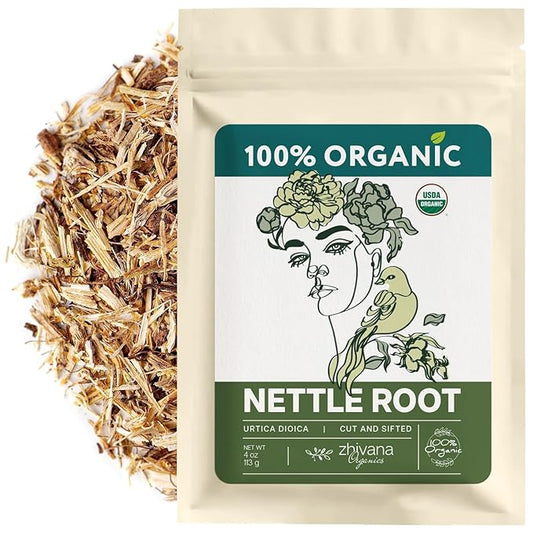 Organic Stinging Nettle Root Tea for Men's Health (4oz.) - Supports Prostate Health, Hormonal Balance & Energy - Make Herbal Infusions, Extract, Tinctures, Oils - Té de Raíz de Ortiga