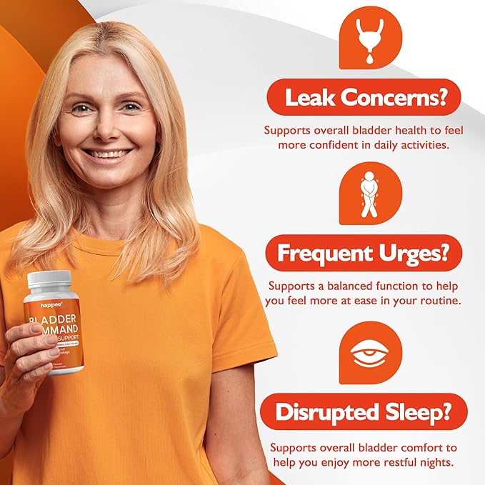 Bladder Control Supplement for Women & Men with Pumpkin Seed Extract, Soy Germ Extract, Saw Palmetto & Cranberry 4-in-1 Active Bladder Support for Urinary Frequency, Leaks & Urgency - 60 Capsules