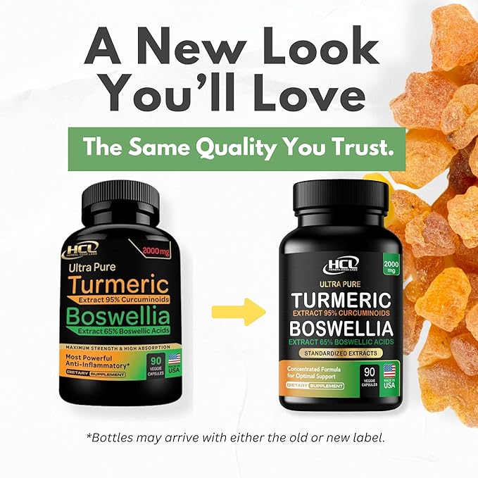 Turmeric Boswellia Extract Supplement 2000 mg – Extra Strength Boswellia Serrata with Turmeric Curcumin - 95% Curcuminoids and 65% Boswellic Acid - Standardized High Potency - Made in USA