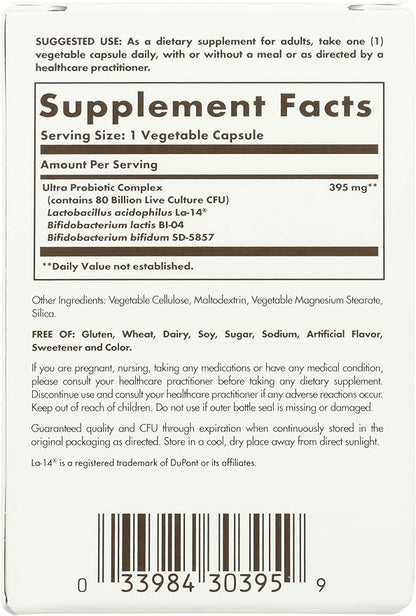 Solgar Advanced Probiotic Complex, 30 Vegetable Capsules - 80 Billion CFU Multi Strain Probiotic - Everyday Care for Digestive & Immune Systems - Non-GMO, Vegan, Gluten & Dairy Free, 30 Servings