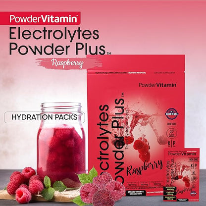 Electrolytes Powder Plus, Keto, Raspberry, Sugar Free, 1000mg Potassium, 120mg Calcium, 120mg Magnesium, Non-GMO, Zero Calories, 30 Hydration Packets