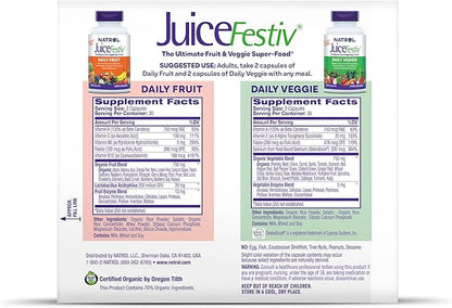 Natrol JuiceFestiv, The Ultimate Fruit and Veggie Super-Food to Support Balanced Nutrition and Overall Well-Being, Plus Antioxidants for Cellular Health, 60 Capsules (2-Count), Up to a 30 Day Supply
