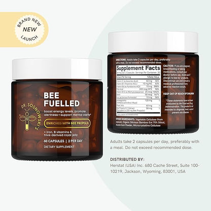 Dr Sosnowski's Bee Fuelled Daily Energy Supplement Daily Mental + Physical Energy Metabolism, Vegetable Capsules, 60ct