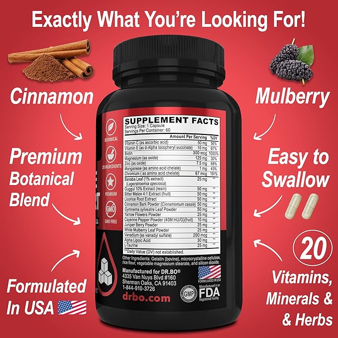 Gluco Support Supplement Capsules - Boost Metabolism Supplements, Vitamin Herbal Formula Pill - Ultra Balance Optimizer Vitamins, Chromium, Cinnamon, Bitter Melon Leaf, Gymnema, Vanadium - 60 Pills