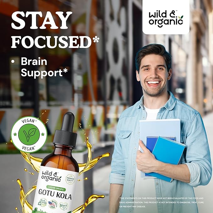 Wild & Organic Bacopa Tincture 2 fl oz & Gotu Kola Tincture 2 fl oz