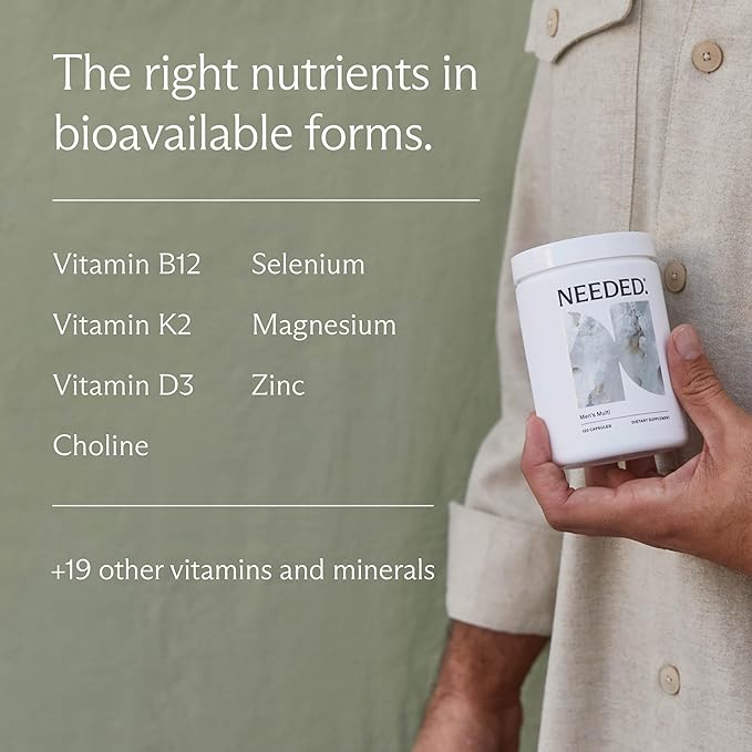 Needed. Multivitamin for Men - 25 Optimal Nutrients for Fertility & Men's Health - Mens Multivitamin with Vitamin D3 2000IU, B12 Vitamins, 200 MCG Selenium - Men's Fertility Supplement, 30 Day Supply