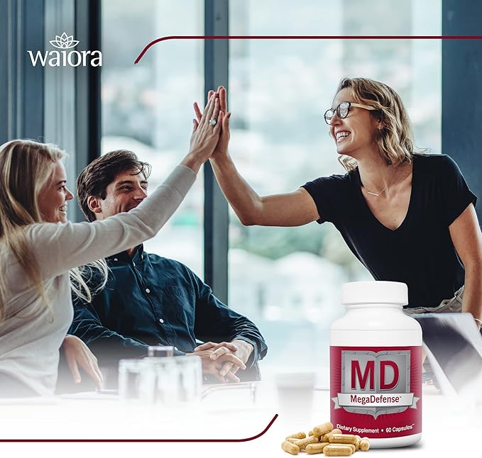 Waiora MegaDefense Mushroom Capsules for Daily Wellness, 6 Mushroom Supplement: Reishi, Turkey Tail, Cordyceps, Maitake, Agaricus & Shiitake, Non-GMO (2 Bott / 60 Veggie Cap serv)